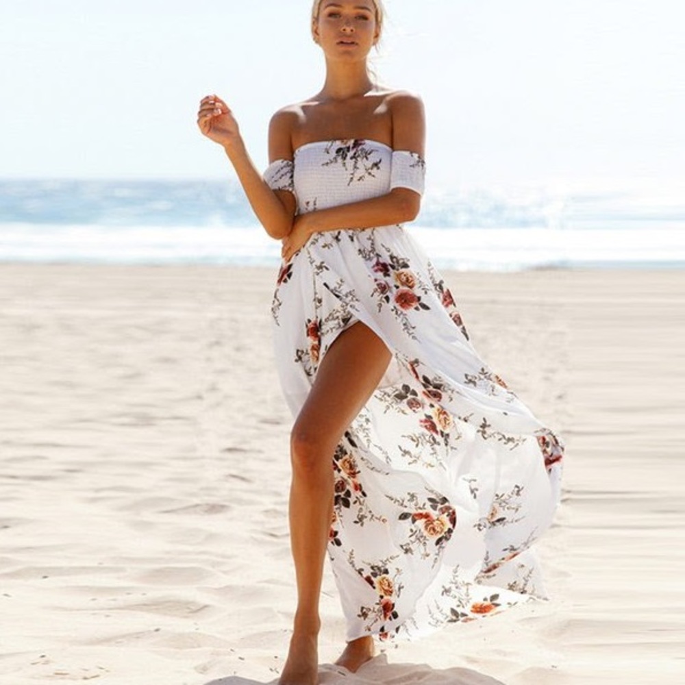 ✿NWT boho off shoulder floral maxi dress ✿